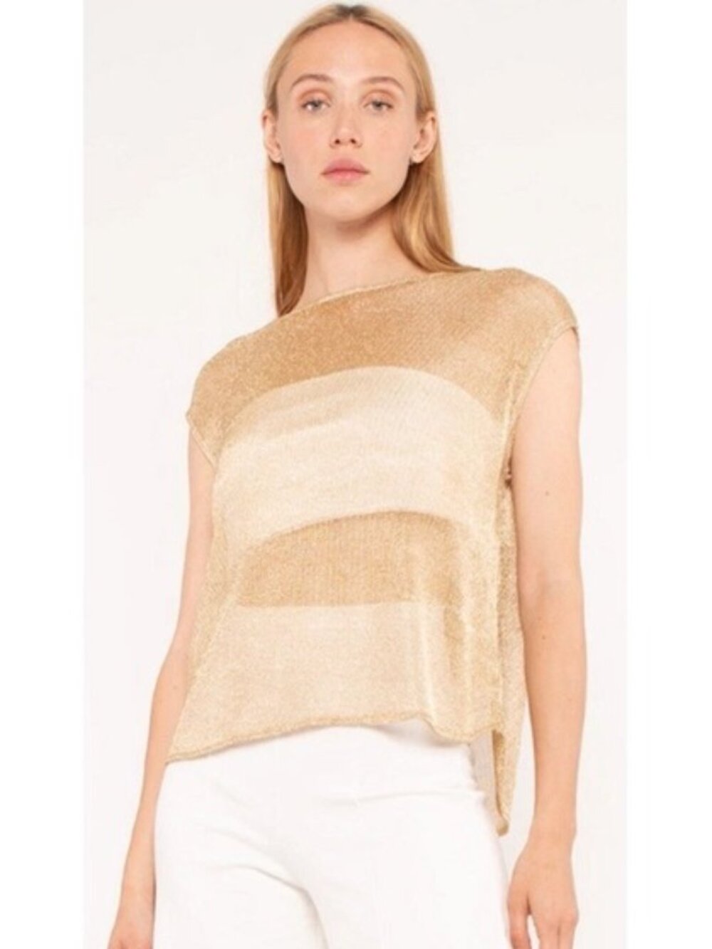Ripley Rader Gold Chain Lounge Tank Metallic Sleeveless Knit Top